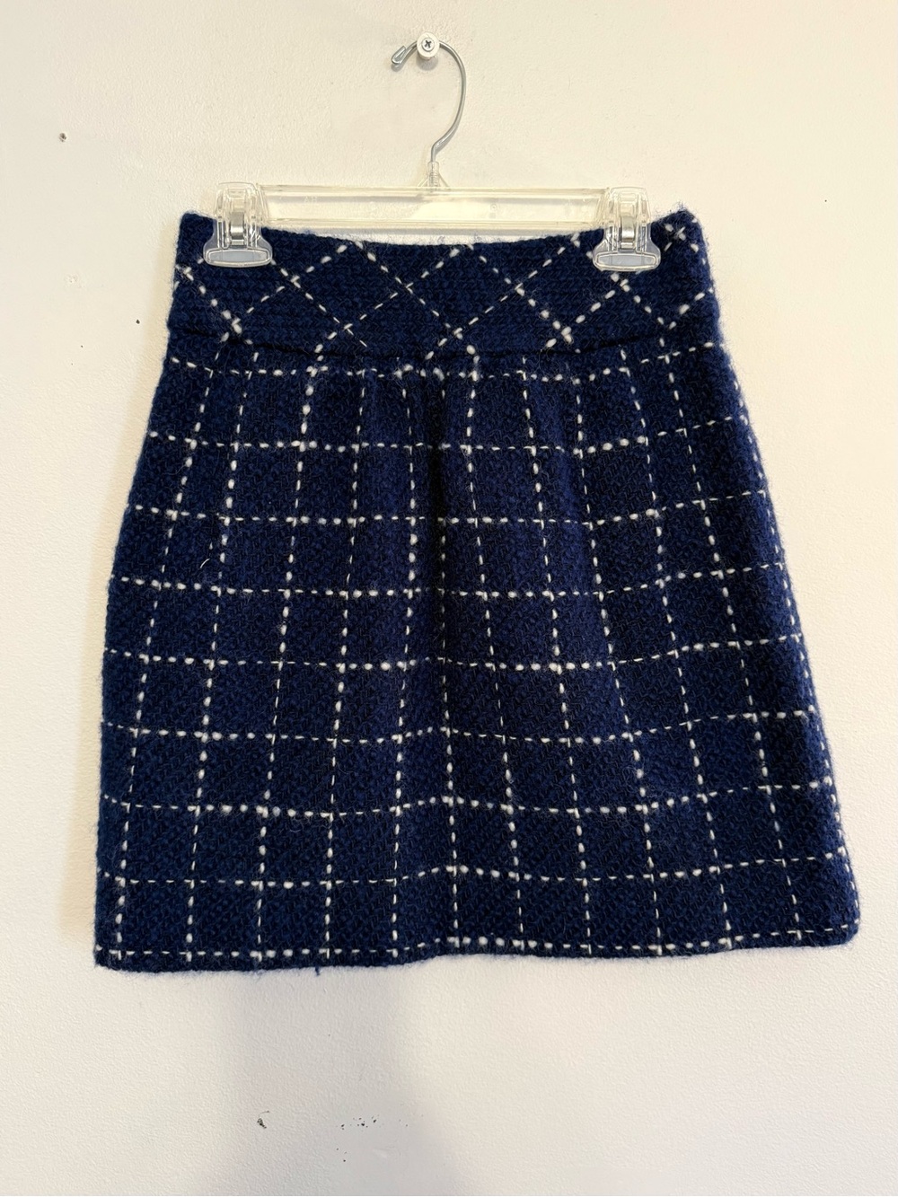 Maeve Anthropologie Skirt Size 4 Blue Tweed Check Wool Blend Preppy A Line